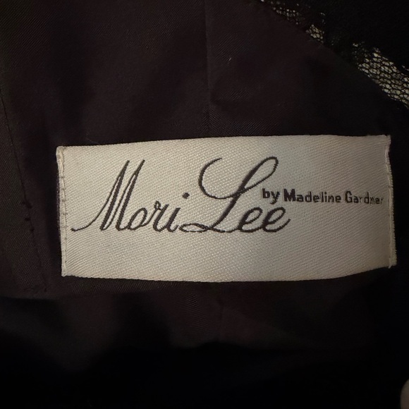 Morilee Black Lace Mermaid Hem 696 Maxi Event Dress with Satin Waist Tie. Size 8 - Picture 6 of 16